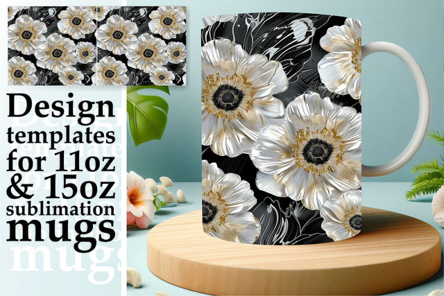 3D Floral Mug Wrap Sublimation Print Sublimation afrosvg 