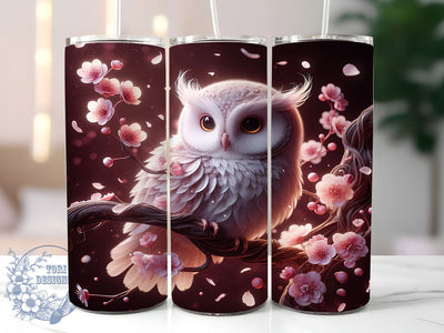 3D Floral Owl Tumbler, Floral Wrap, Nature Theme, Sublimation Art, 20oz Tumbler, Bold Design, Stylish Pattern Sublimation ToriDesigns 