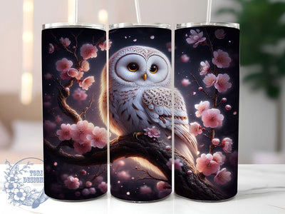 3D Floral Owl Tumbler, Floral Wrap, Nature Theme, Sublimation Art, 20oz Tumbler, Bold Design, Stylish Pattern Sublimation ToriDesigns 