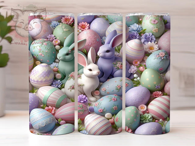 3D Floral Puffy Bunny Tumbler, Inflated Easter Egg, Puffy Bunny Tumbler, Spring Floral Wrap, Stylish 20oz Wrap, Sublimation Design, Trendy Gift Idea Sublimation Lara' s Designs 