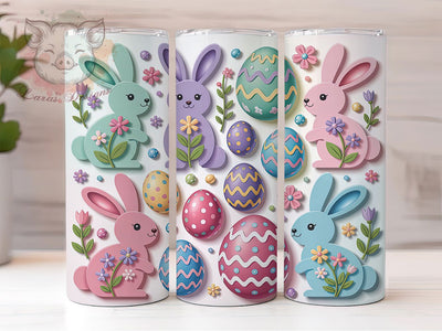 3D Floral Puffy Bunny Tumbler, Inflated Easter Egg, Puffy Bunny Tumbler, Spring Floral Wrap, Stylish 20oz Wrap, Sublimation Design, Trendy Gift Idea Sublimation Lara' s Designs 