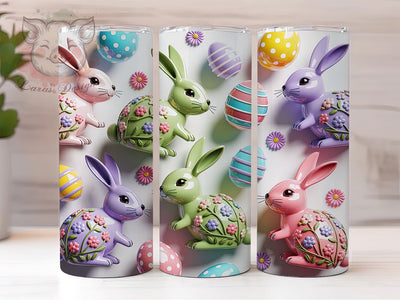 3D Floral Puffy Bunny Tumbler, Inflated Easter Egg, Puffy Bunny Tumbler, Spring Floral Wrap, Stylish 20oz Wrap, Sublimation Design, Trendy Gift Idea Sublimation Lara' s Designs 