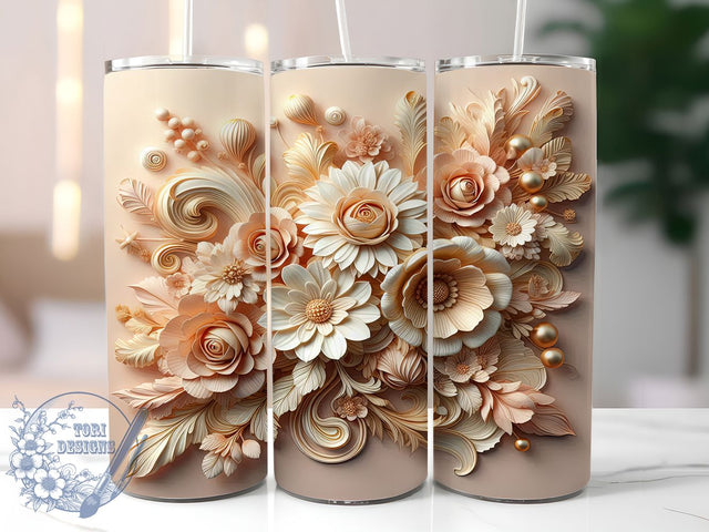 3D Floral Realistic Botanical Tumbler, Realistic Flower Wrap, 20oz Tumbler Sublimation, Elegant Botanical Design, Vibrant Bloom Art, Nature Aesthetic Tumbler, Colorful Garden Flowers Sublimation ToriDesigns 