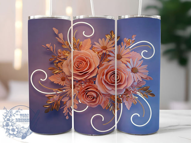 3D Floral Realistic Botanical Tumbler, Realistic Flower Wrap, 20oz Tumbler Sublimation, Elegant Botanical Design, Vibrant Bloom Art, Nature Aesthetic Tumbler, Colorful Garden Flowers Sublimation ToriDesigns 