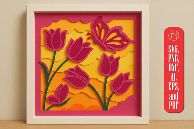 3D Floral Shadow Box SVG Cut File SVG MD JOYNAL ABDIN 