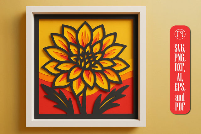 3D Floral Shadow Box SVG Cut File SVG MD JOYNAL ABDIN 