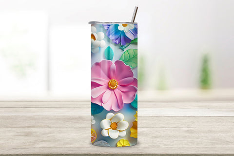 3D Floral Sublimation Tumbler Wrap | Seamless Tumbler Wrap Sublimation FloridPrintables 
