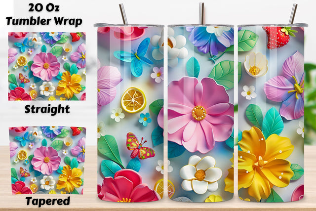 3D Floral Sublimation Tumbler Wrap | Seamless Tumbler Wrap Sublimation FloridPrintables 