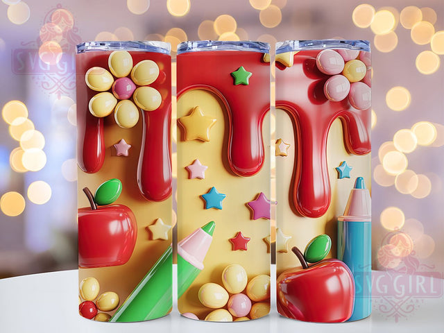 3D Floral Teacher Appreciation Tumbler, 3D Teacher Appreciation Sublimation Design, Teacher Gift Art, 20oz Teacher Tumbler, Whimsical Floral Mug, Stylish Teacher Cup, Festive Teacher Wrap Sublimation SvggirlplusArt 