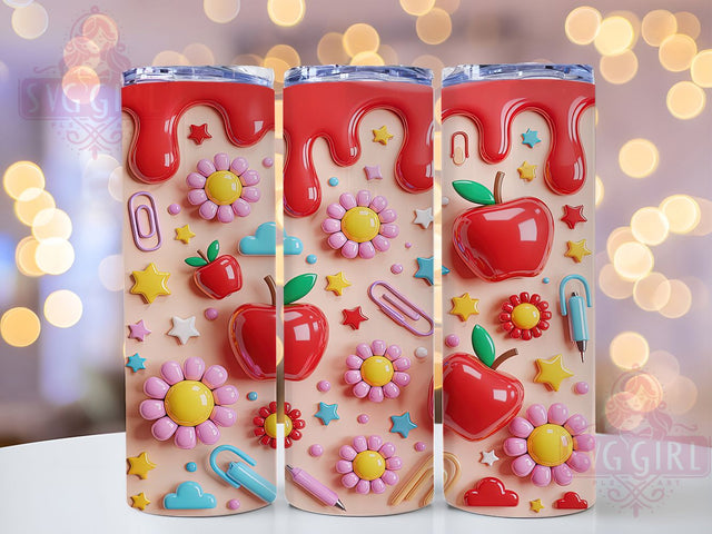 3D Floral Teacher Appreciation Tumbler, 3D Teacher Appreciation Sublimation Design, Teacher Gift Art, 20oz Teacher Tumbler, Whimsical Floral Mug, Stylish Teacher Cup, Festive Teacher Wrap Sublimation SvggirlplusArt 