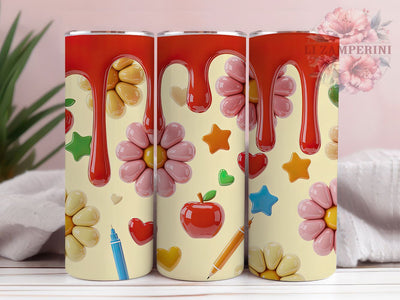 3D Floral Teacher Tumbler, Teacher Flower Tumbler, Seamless Flower Wrap, Whimsical Floral Wrap, Elegant Teacher Wrap, Sublimation Design, Trendy Gift Idea Sublimation Li Zamperini 