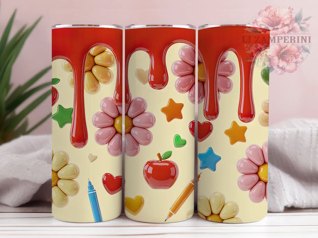 3D Floral Teacher Tumbler, Teacher Flower Tumbler, Seamless Flower Wrap, Whimsical Floral Wrap, Elegant Teacher Wrap, Sublimation Design, Trendy Gift Idea Sublimation Li Zamperini 