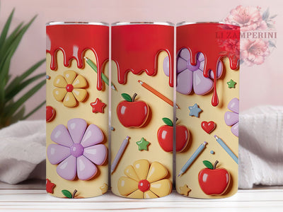 3D Floral Teacher Tumbler, Teacher Flower Tumbler, Seamless Flower Wrap, Whimsical Floral Wrap, Elegant Teacher Wrap, Sublimation Design, Trendy Gift Idea Sublimation Li Zamperini 