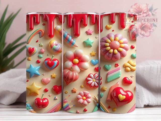 3D Floral Teacher Tumbler, Teacher Flower Tumbler, Seamless Flower Wrap, Whimsical Floral Wrap, Elegant Teacher Wrap, Sublimation Design, Trendy Gift Idea Sublimation Li Zamperini 