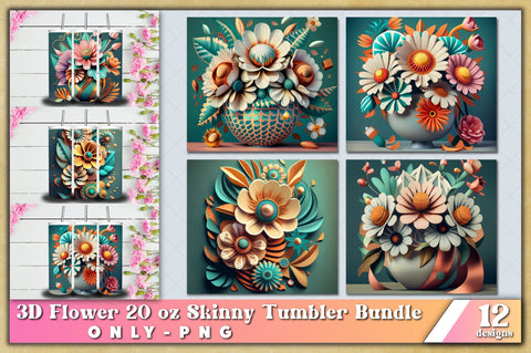 3d Floral Tumbler Bundle | 3D Flower Bundle PNG for 20oz for Straight Tumbler Sublimation Sublimation Jagonath Roy 