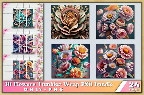 3d Floral Tumbler Bundle | 3D Flower Bundle PNG for 20oz for Straight Tumbler Sublimation Sublimation Jagonath Roy 