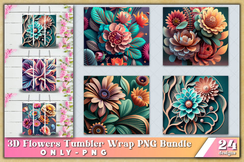 3d Floral Tumbler Bundle | 3D Flower Bundle PNG for 20oz for Straight Tumbler Sublimation Sublimation Jagonath Roy 