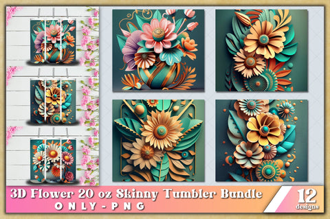 3d Floral Tumbler Bundle | 3D Flower Bundle PNG for 20oz for Straight Tumbler Sublimation Sublimation Jagonath Roy 