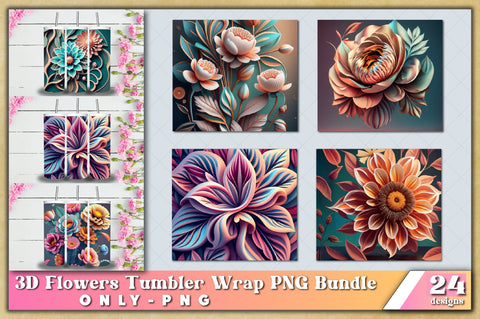 3d Floral Tumbler Bundle | 3D Flower Bundle PNG for 20oz for Straight Tumbler Sublimation Sublimation Jagonath Roy 