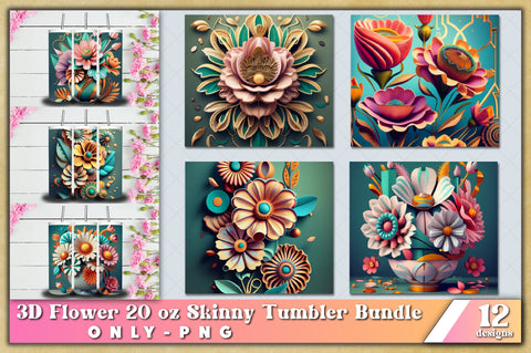 3d Floral Tumbler Bundle | 3D Flower Bundle PNG for 20oz for Straight Tumbler Sublimation Sublimation Jagonath Roy 