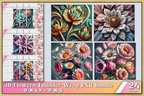 3d Floral Tumbler Bundle | 3D Flower Bundle PNG for 20oz for Straight Tumbler Sublimation Sublimation Jagonath Roy 