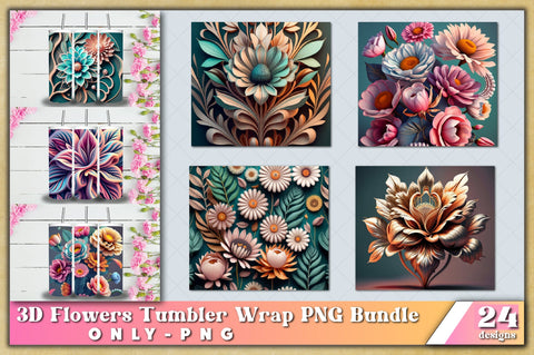 3d Floral Tumbler Bundle | 3D Flower Bundle PNG for 20oz for Straight Tumbler Sublimation Sublimation Jagonath Roy 