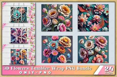 3d Floral Tumbler Bundle | 3D Flower Bundle PNG for 20oz for Straight Tumbler Sublimation Sublimation Jagonath Roy 