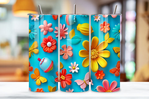 3D floral tumbler sublimation | Seamless Tumbler Wrap Sublimation FloridPrintables 