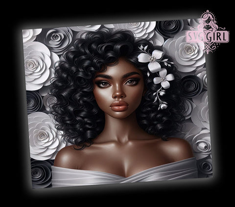 3D Floral Tumbler Wrap, Black Woman Design, 20oz Sublimation Wrap, Digital Download Tumbler, Unique Drinkware, Floral Art Tumbler, African American Tumbler Design, Stylish Tumbler Wrap Sublimation SvggirlplusArt 
