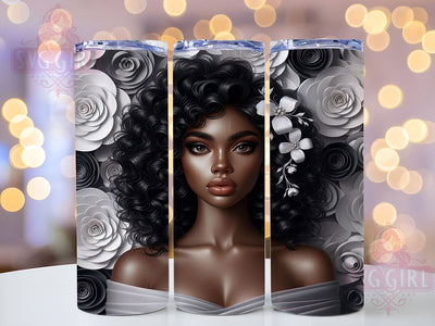 3D Floral Tumbler Wrap, Black Woman Design, 20oz Sublimation Wrap, Digital Download Tumbler, Unique Drinkware, Floral Art Tumbler, African American Tumbler Design, Stylish Tumbler Wrap Sublimation SvggirlplusArt 