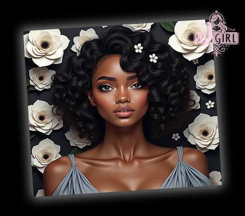 3D Floral Tumbler Wrap, Black Woman Design, 20oz Sublimation Wrap, Digital Download Tumbler, Unique Drinkware, Floral Art Tumbler, African American Tumbler Design, Stylish Tumbler Wrap Sublimation SvggirlplusArt 