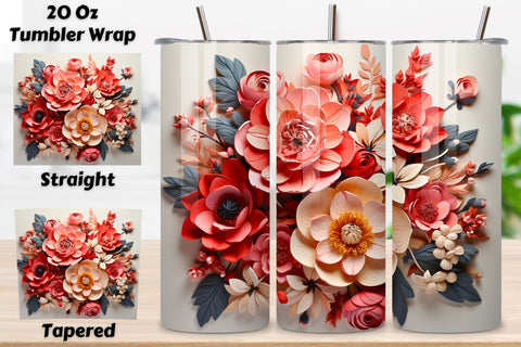 3D Floral Tumbler Wrap Bundle, Floral Tumbler Wrap, 3D Flowers 20oz Tumbler Sublimation Designs, Tumbler Wraps Sublimation FloridPrintables 