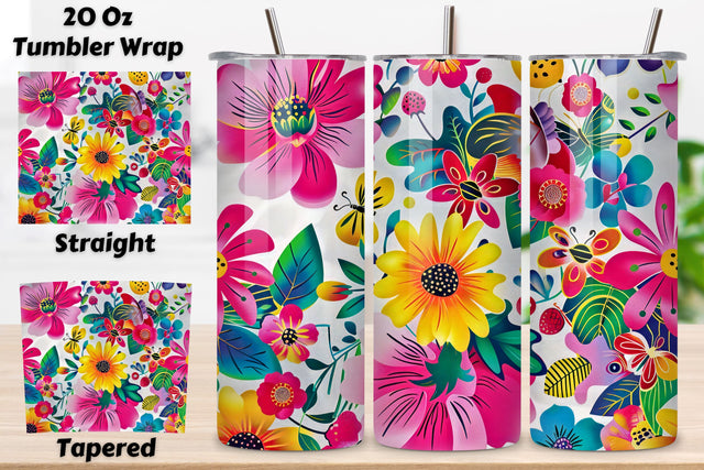 3D Floral Tumbler Wrap Design | Seamless Tumbler Wrap Sublimation FloridPrintables 