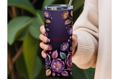 3D Floral Tumbler Wrap PNG Sublimation DesignSVG 