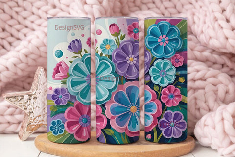 3D Floral Tumbler Wrap PNG Sublimation DesignSVG 