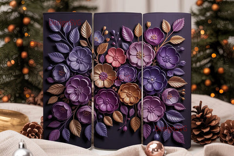 3D Floral Tumbler Wrap PNG Sublimation DesignSVG 