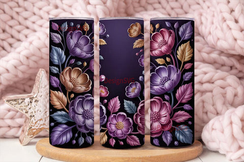 3D Floral Tumbler Wrap PNG Sublimation DesignSVG 