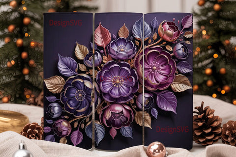 3D Floral Tumbler Wrap PNG Sublimation DesignSVG 
