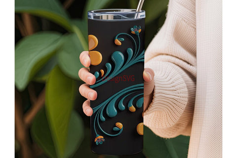 3D Floral Tumbler Wrap PNG Sublimation DesignSVG 