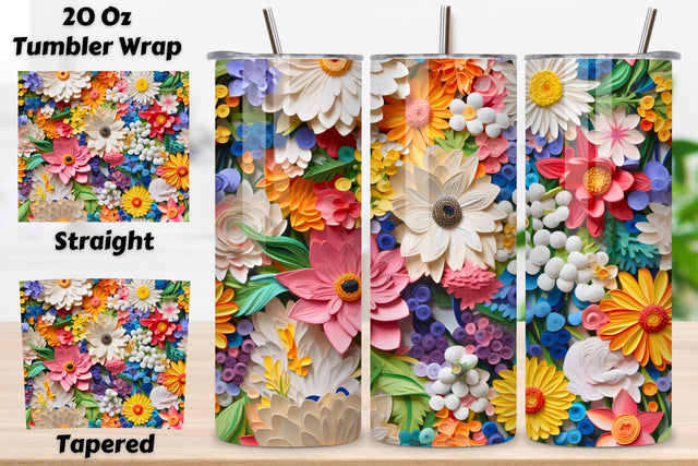 3D Floral Tumbler Wrap | Seamless Tumbler Wrap, floral Tumbler Wrap, floral tumbler, 20oz skinny tumbler sublimation design downloads, floral tumbler png Sublimation FloridPrintables 