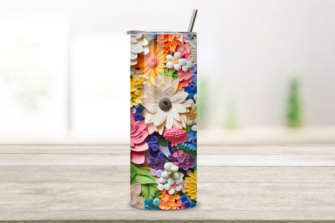 3D Floral Tumbler Wrap | Seamless Tumbler Wrap, floral Tumbler Wrap, floral tumbler, 20oz skinny tumbler sublimation design downloads, floral tumbler png Sublimation FloridPrintables 