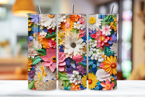 3D Floral Tumbler Wrap | Seamless Tumbler Wrap, floral Tumbler Wrap, floral tumbler, 20oz skinny tumbler sublimation design downloads, floral tumbler png Sublimation FloridPrintables 