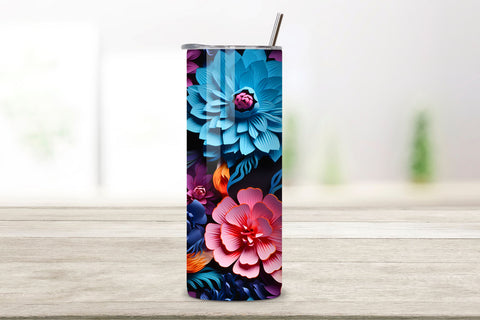 3D Floral Tumbler Wrap, Seamless Wrap PNG Sublimation FloridPrintables 