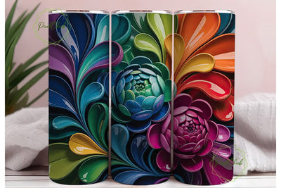 3D Floral Tumbler Wrap Sublimation PixelChick 