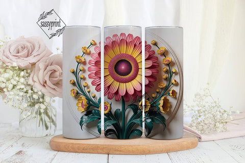 3D Floral Tumbler Wrap Sublimation sassyprint 