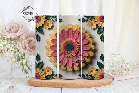 3D Floral Tumbler Wrap Sublimation sassyprint 