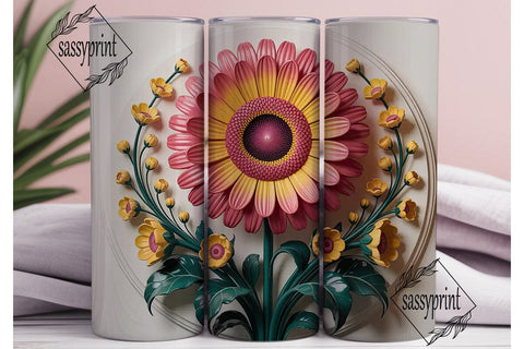 3D Floral Tumbler Wrap Sublimation sassyprint 