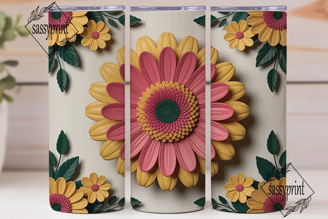 3D Floral Tumbler Wrap Sublimation sassyprint 