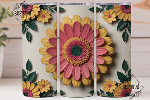 3D Floral Tumbler Wrap Sublimation sassyprint 