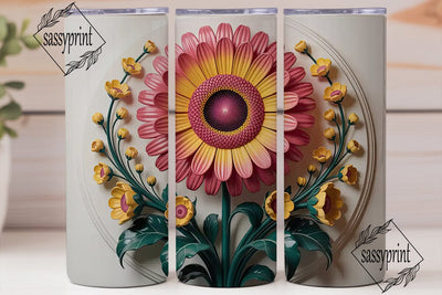 3D Floral Tumbler Wrap Sublimation sassyprint 
